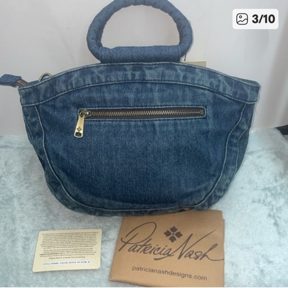 NWT Patricia Nash ‘Ossi’ Woven Denim Satchel - Picture 2 of 10